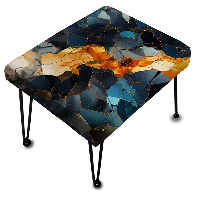 Retro Revival Marble Pattern - Marble Rectangle Ottoman