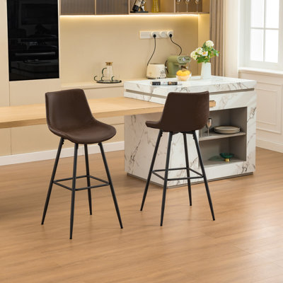 Faux Leather Modern Low Back Counter Stool