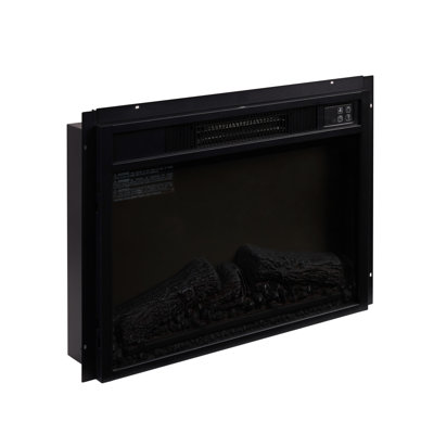 Foyer électrique 23 po 1400W 120V avec télécommande, écran à DEL, 3 intensités de flammes réglables, protection contre la surchauffe, convient à une surface de 400 pieds carrés, bouton tactile encastrable en tôle noire, réaliste