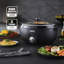 GEEPAS Slow Cooker | 3 Temperature Settings, Removable Easy-Clean Aluminum Bowl | Tempered Glass Lid & Cool Touch Handles, Chalkboard Design | 2 Year Warranty, Black-88579569