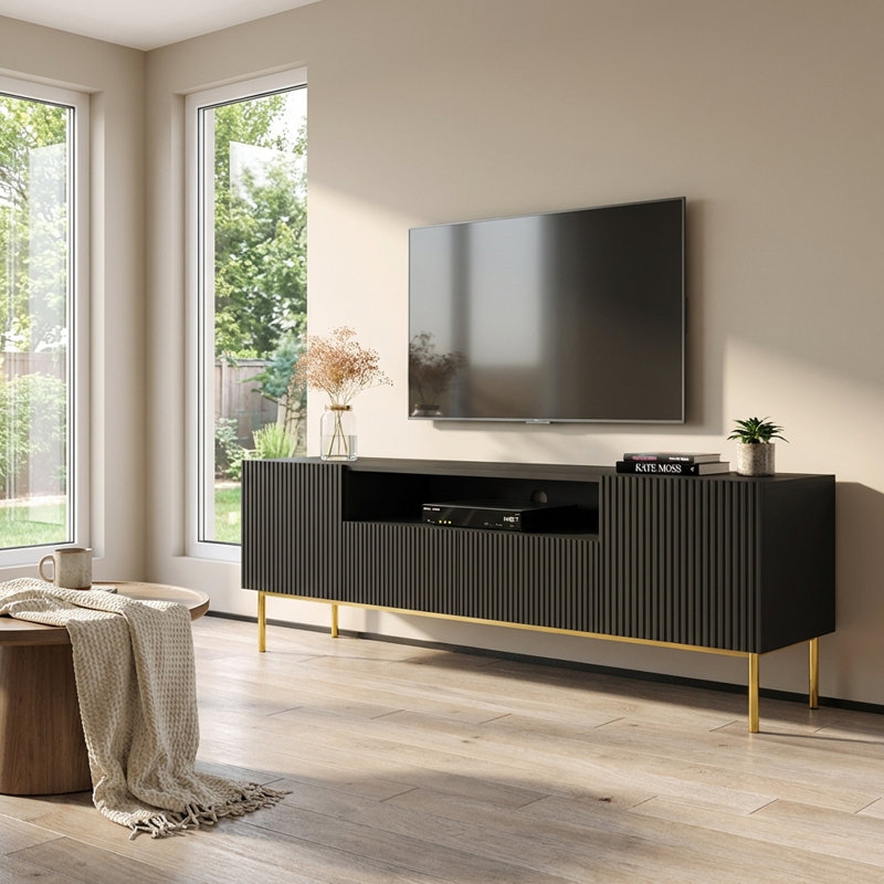Meuble télé 74,8 po avec finition matte, Noir