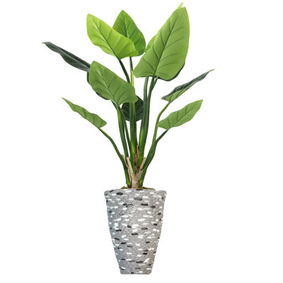 Abingt Artificial Faux Real Touch 67" Tall Philodendron Erubescens With Fiberstone Planter