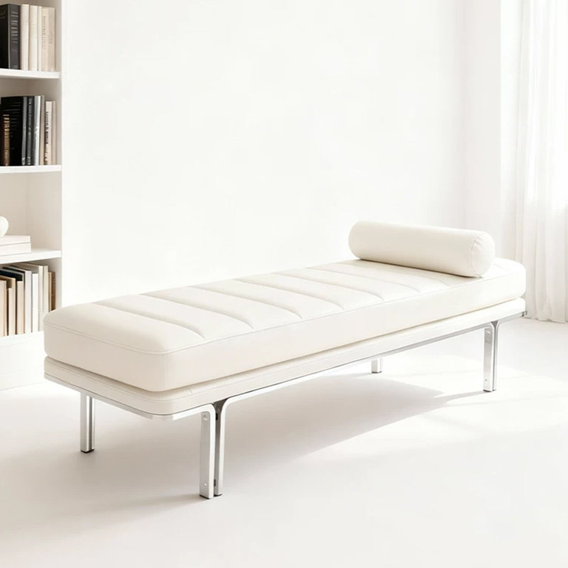 Banc rembourré blanc, H 19,69 po x L 55,12 po x P 16,54 po, Blanc