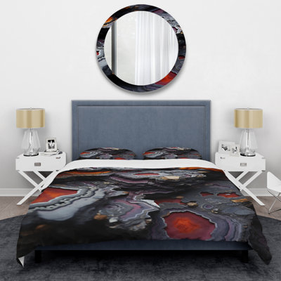 Ensemble de housse de couette noir et orange Aquace Geode III - Stone Geode