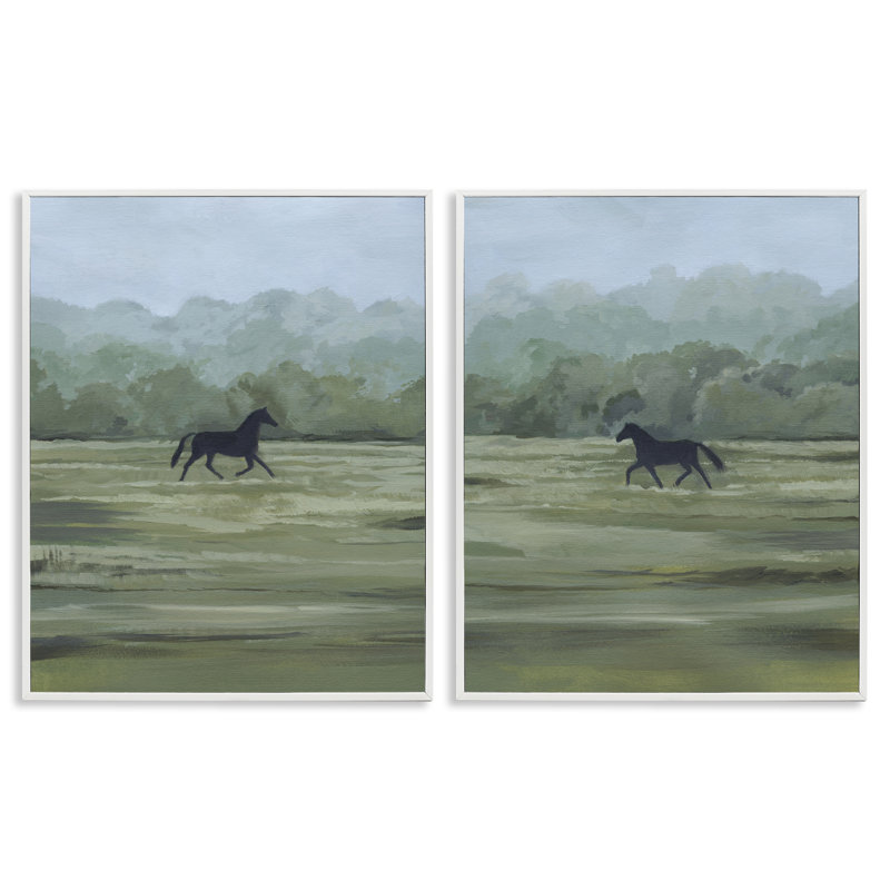 «Rider's Shadow Horses», ensemble de 2 giclées par Grace Popp, H 20 po x l 16 po