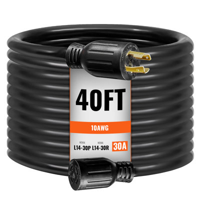 30 Amp Generator Cord and Power Inlet Box Kit, 40 FT