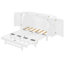 Lit double blanc avec rangement caché et touche tissée contemporaine - option d'espace pour les chambres d'invités et matelas pliables Commode avant à tiroir chic