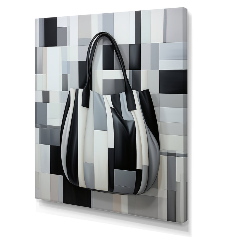 Dessin au trait, mode noire, sac à main, élégance, Toile tendue, H 32 po x l 24 po x P 1 po