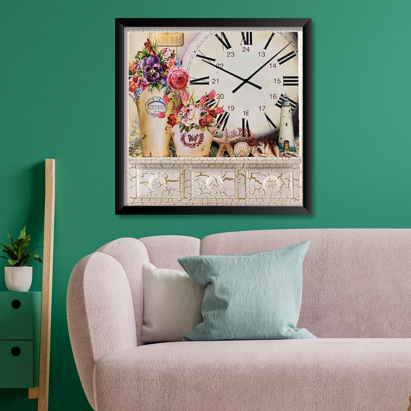 Horloge murale élégante 17,7 po x 17,7 po | 100% panneau de fibres à densité moyenne avec structure 100% polystyrène, épaisseur: 0,8 pouce | Design UV imprimé, parfait pour la décoration intérieure et les intérieurs modernes, montre élégante et fonctionnelle