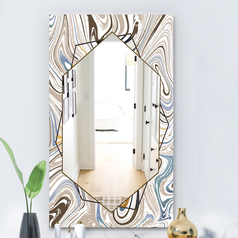 Miroir d'appoint Marbré, H 24 po x l 32 po, Blanc / brun / gris