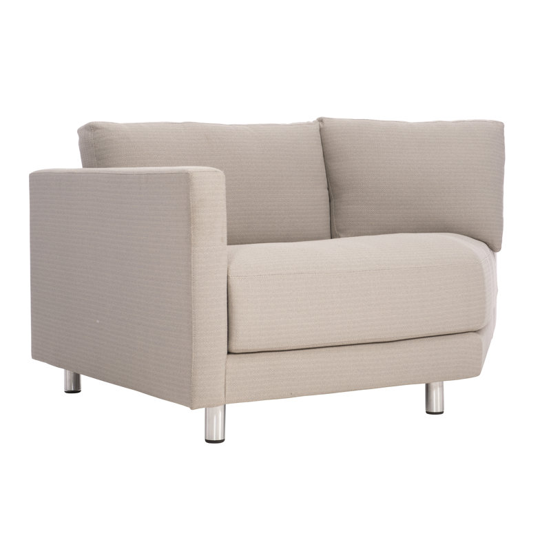 Avanni Patio Sectional with Sunbrella Cushions, Lt Grey Chenille Woven Stripe 6023-010, Silver