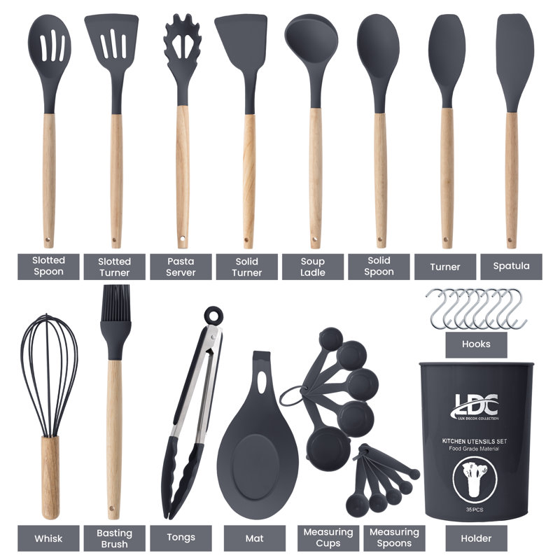 Ensemble d'ustensiles de cuisine de 35 pièces Lux Lux, Gris