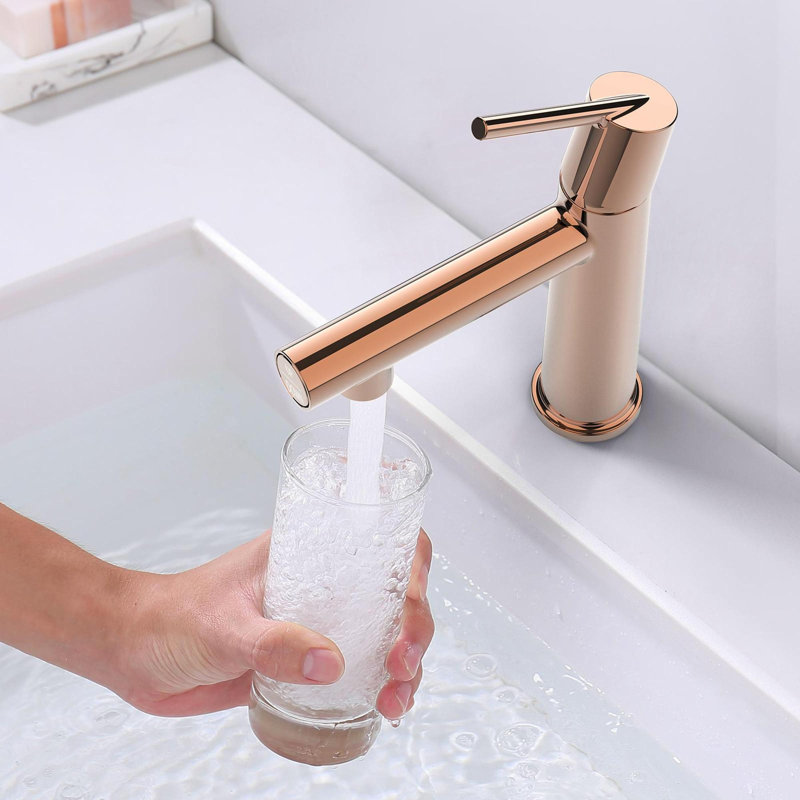 Single Handle Zinc Bathroom Sink Faucet, Rose Gold