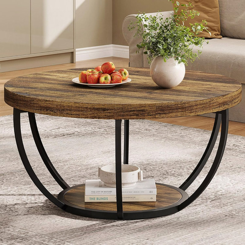 Table basse ronde (table incluse seulement), Brun