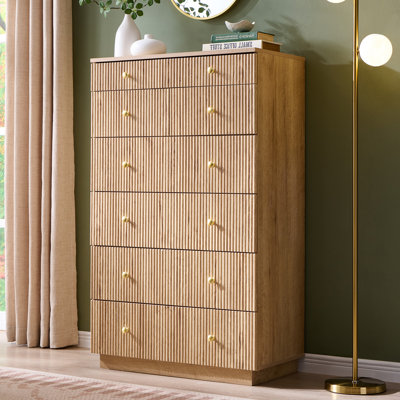 Aberdeen Fluted 7 Dresser for Bedroom, 48" H Tall Dresser Storage Organizer, Modern Bedroom Chest with Deep Storage for Closet Hallway, Entryway
