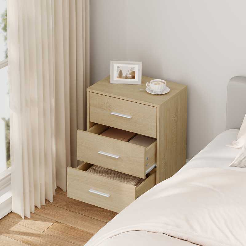 39cm W Manufactured Wood Bedside Table, Light Oak