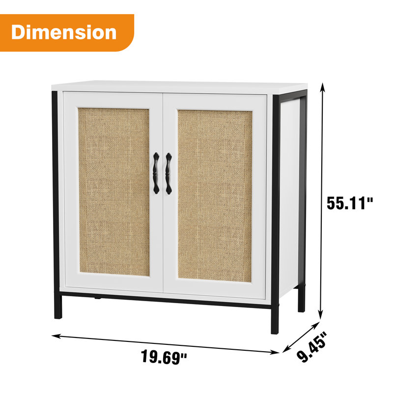 Armoire avec portes en rotin - Unité de rangement fonctionnelle avec portes et tablettes