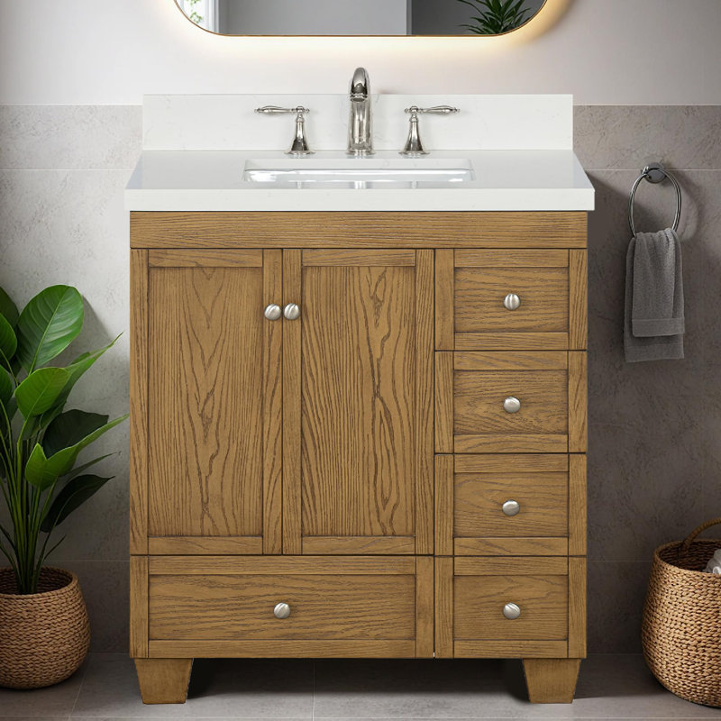 Ensemble de meuble-lavabo avec lavabo 30 po Lavanti Depos, Depos bois de sapin gris chêne, 30 x 18 pouces