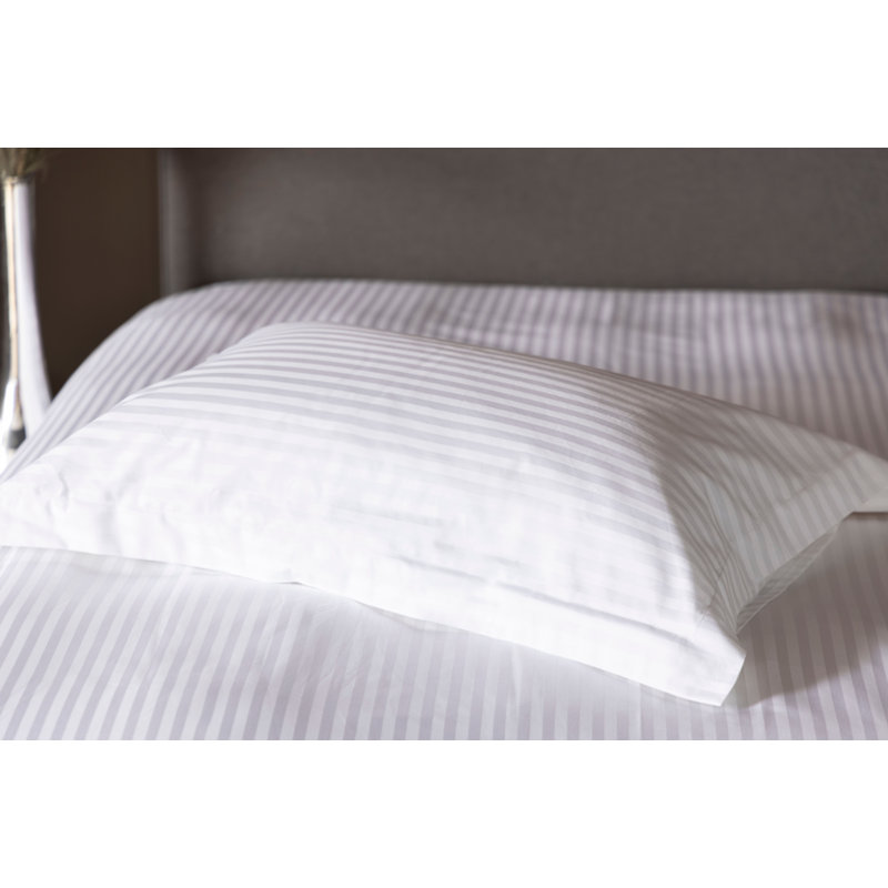 7 Piece Hotel Suite Satin Stripe Bedding Set, White, Double