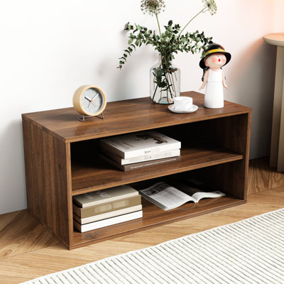 Stackable Cabinet Storage - Mounted, 29.07*13.6*14.14 Inches, Great For Home Organization, Store Books, Garments, , Keepsakes, Picture Frames, Walnut Coloration, Particle Board With Mounted Shelf