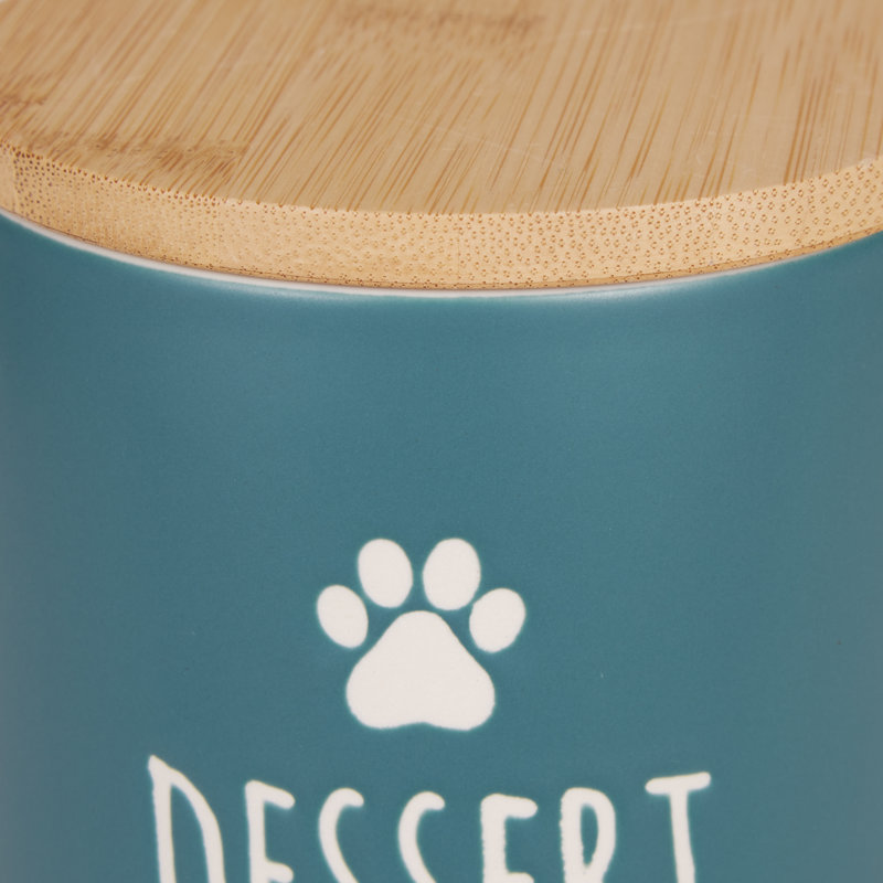 Dessert en céramique terre cuite 4,5 pte Pot à friandises pour animaux, Bleu sarcelle