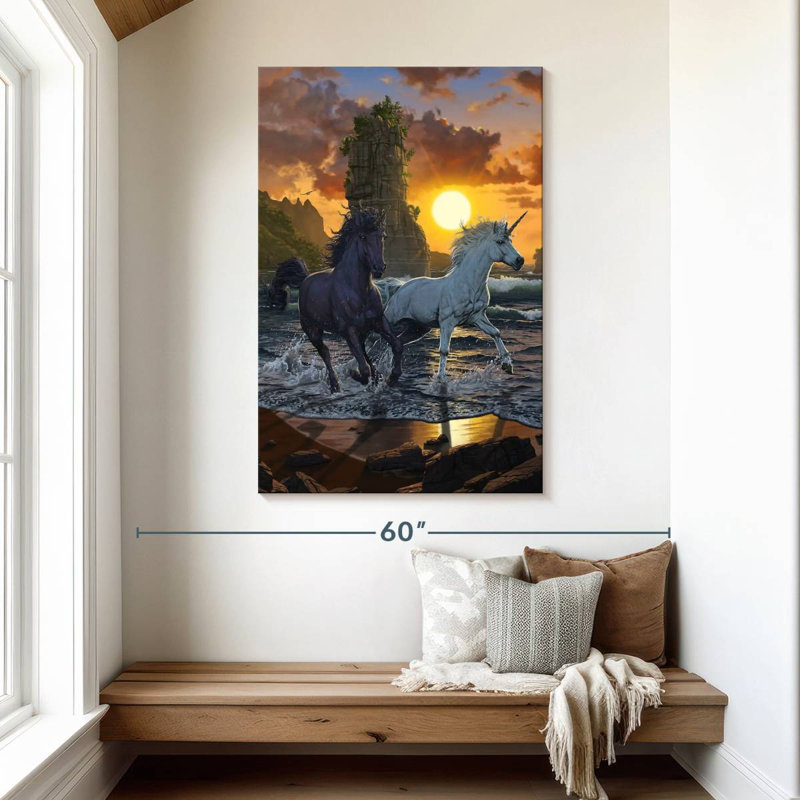 Brampt Unicorns In Sunset, 48" H x 32" W