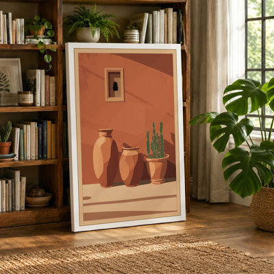 Terracotta Vessels and Light Minimalist - Wrapped Canvas