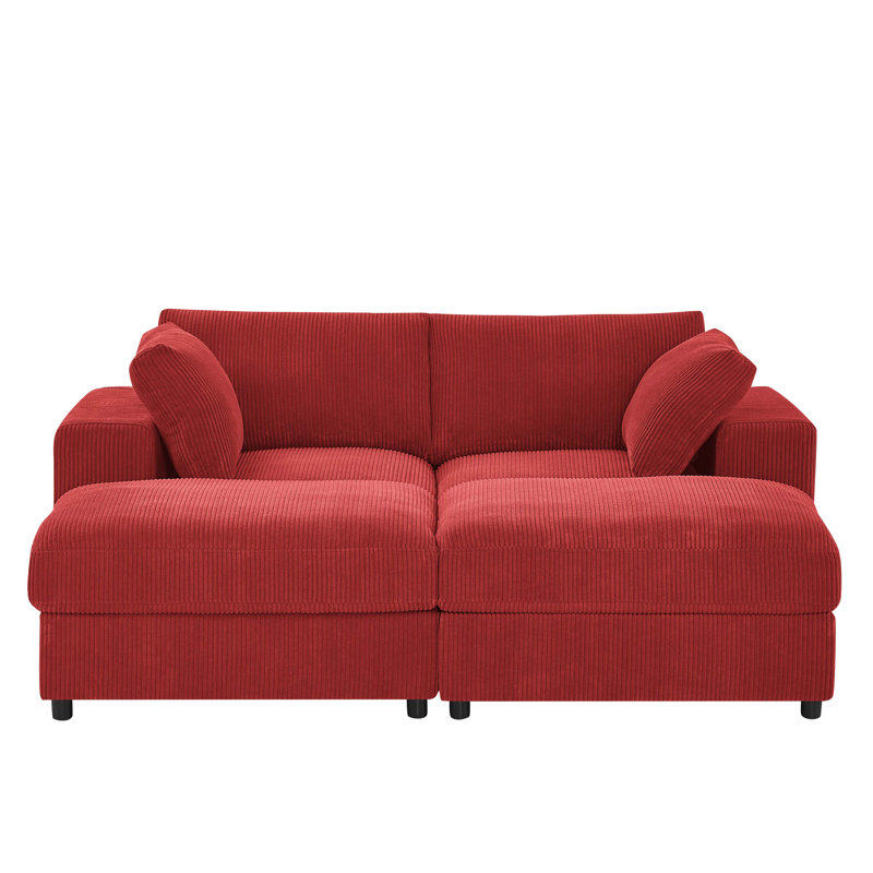 Canapé modulaire en velours côtelé Belltrail, Velours côtelé rouge