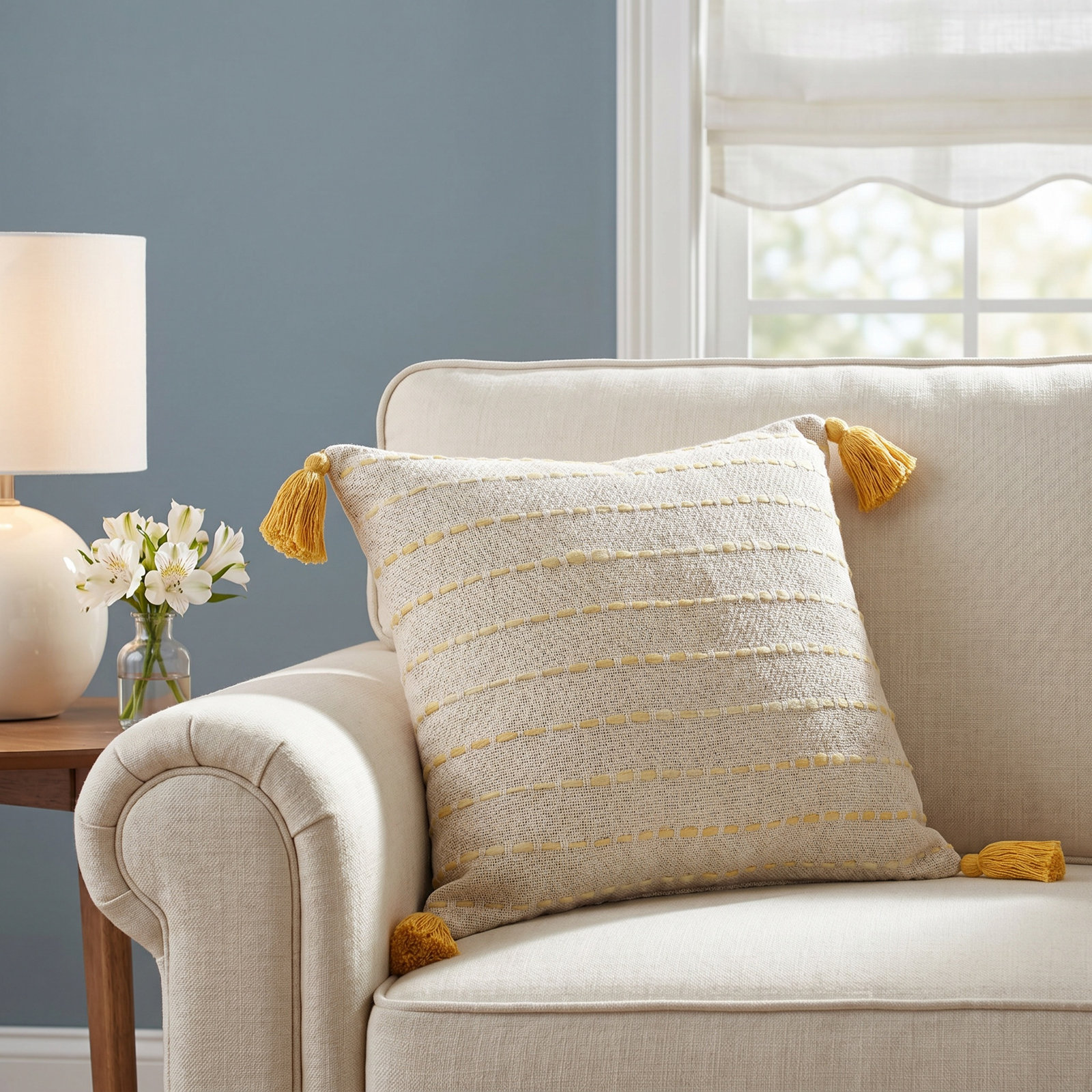 Hainsly Striped Cotton Throw Pillow, Gold Yellow/Natural, Pillow Cover Only - No Insert