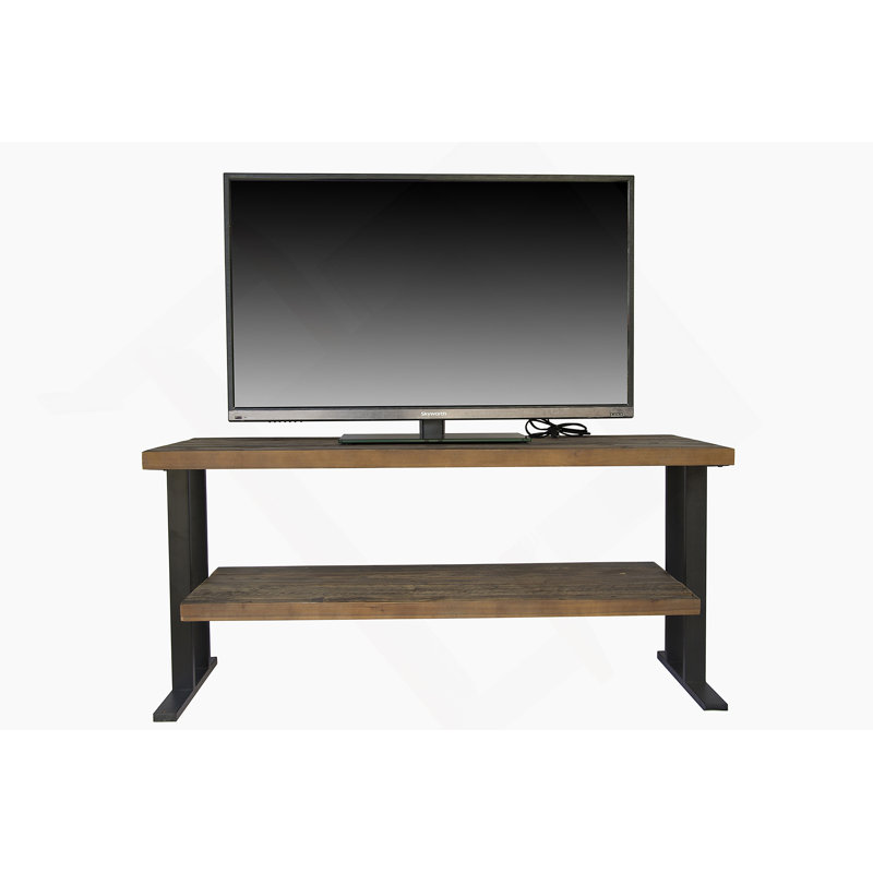 Console multimédia avec une tablette pour votre décoration intérieure, bois récupéré naturel et finition noire