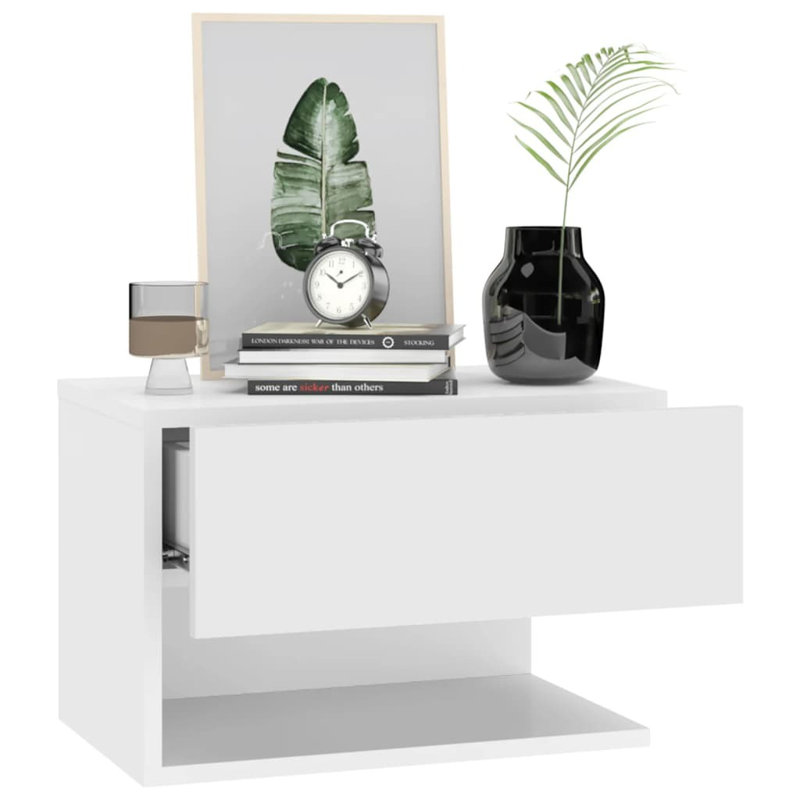 Armoire de chevet flottante vidaXL, Blanc, Ensemble de 2