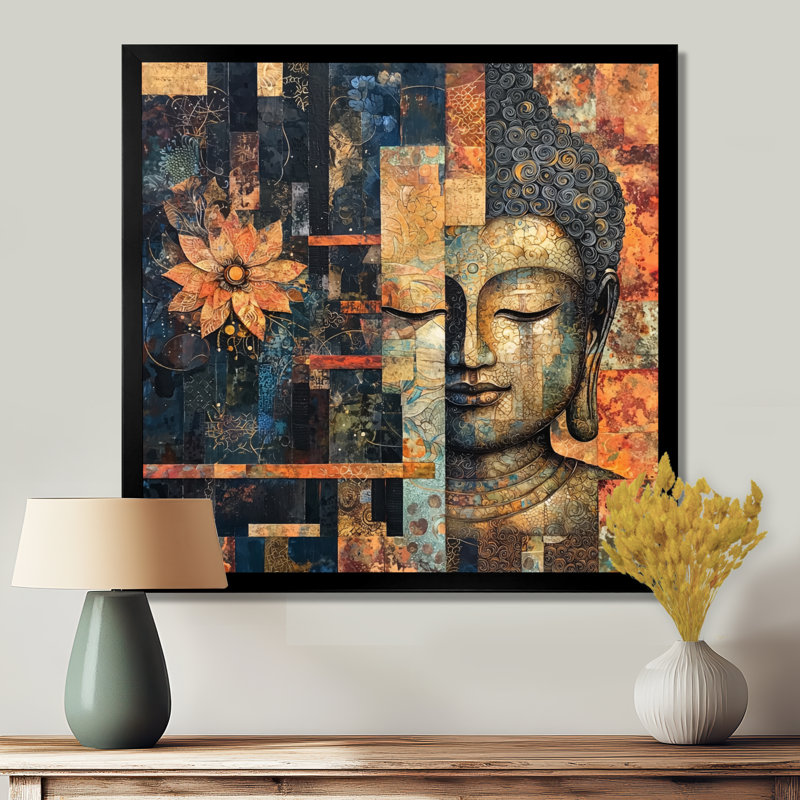 Bouddha murmurant le chemin du bouddhisme II - décoration murale bouddhisme, H 16 po x l 16 po, Noir