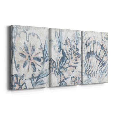 Beach Shell Fresco I - Toile tendue avec châssis sur mesure - 3 pièces