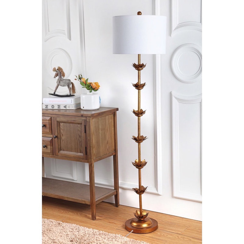 Adalyn 162.56cm Antique Gold Leaf Floor Lamp