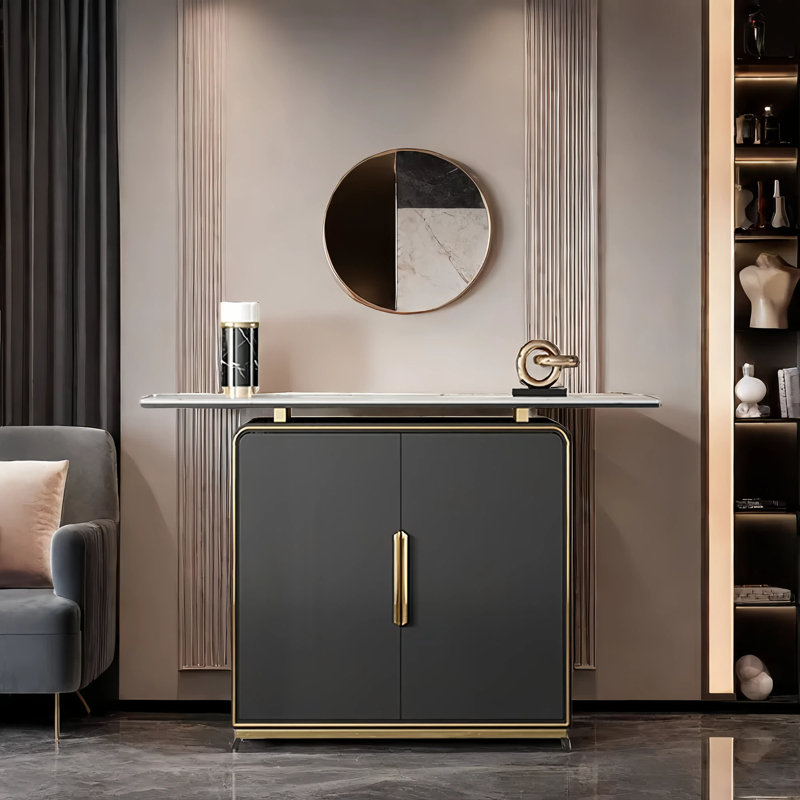 Armoire d'entrée italienne, H 35,4 po x l 59,1 po x P 13,8 po, Gris