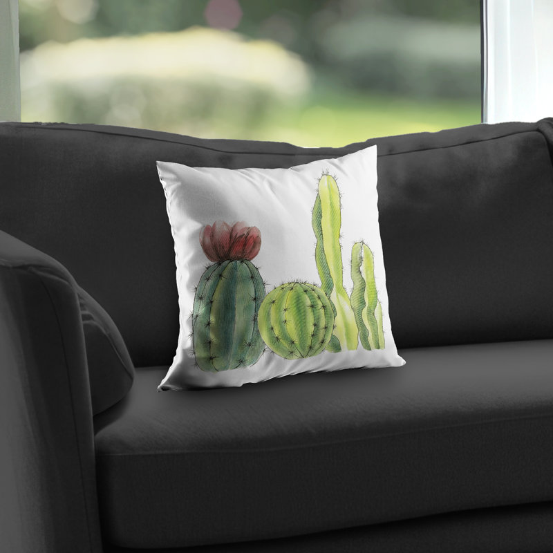 Four Little Cactus - Exotic Bedroom Poly Twill Throw Pillow