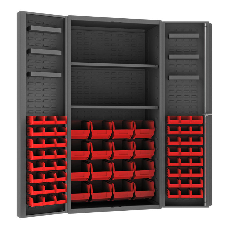 Cabinet H 72 po x l 48,13 po x p 24,25 po edgewares, Gris/rouge