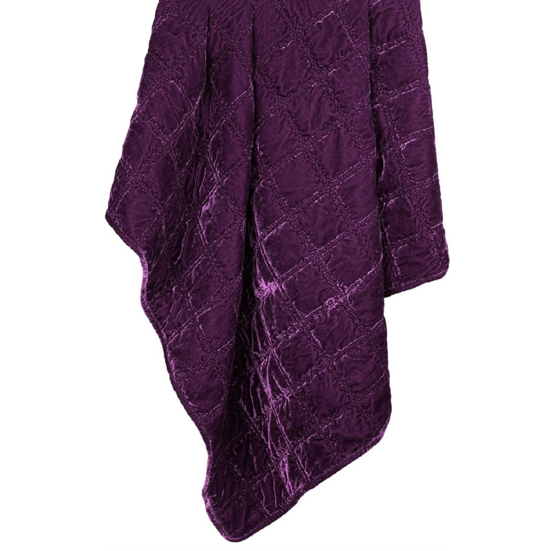 Jeté en velours de soie synthétique Stella, Dark Violet