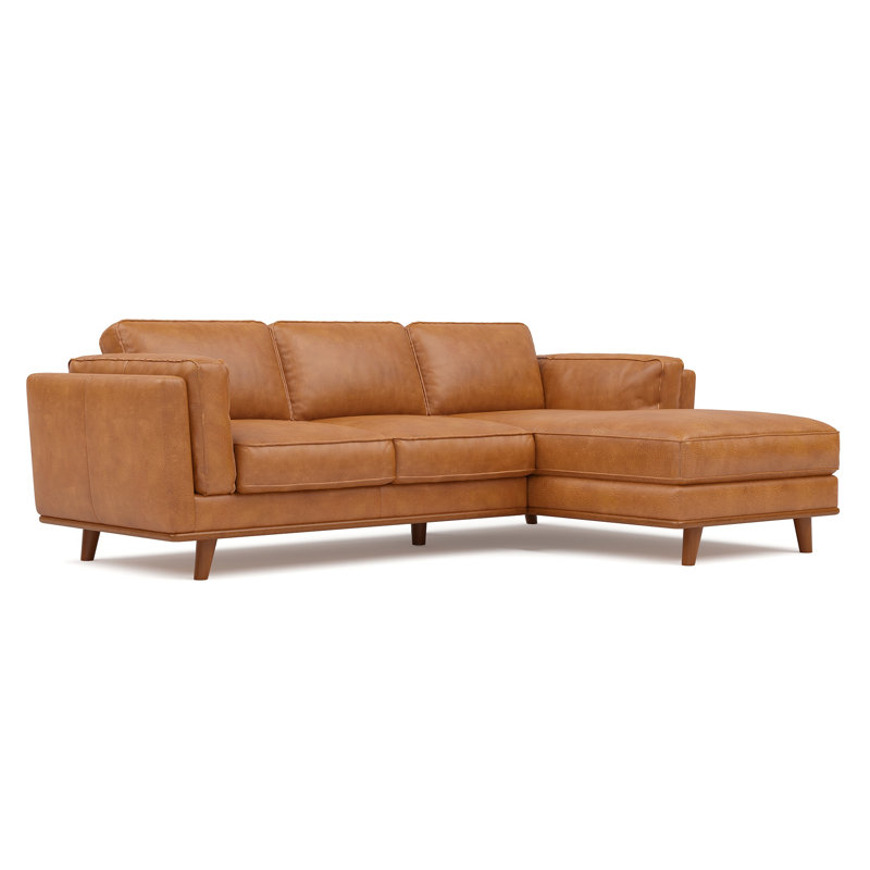 Canapé en cuir Shanteka Artisan, Orienté à droite, Cuir véritable cognac
