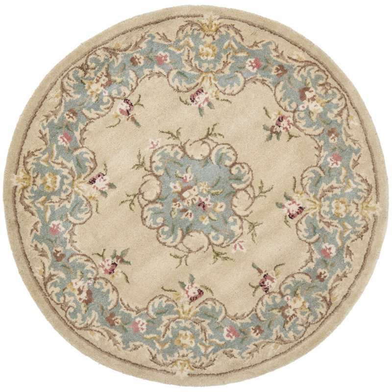 Molter Hand Tufted Wool Floral Rug, Round 8'