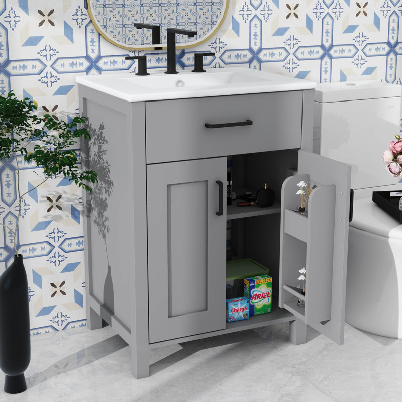 Évier à lessive 24 po avec armoire intégrée, Gris