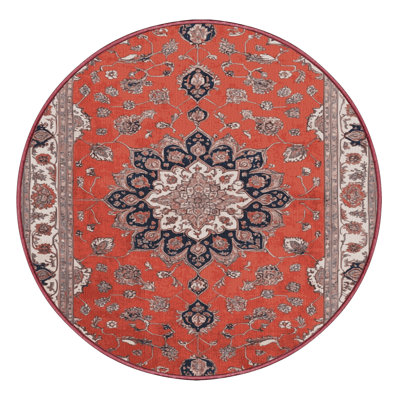 Machine Washable Tabriz Pink Area Rug