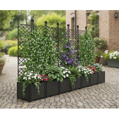 Raised Planter Box with Trellis, Balcony Privacy Screening