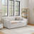 Daybed with trundle - upholstered sofa bed, vertical stripes, linen fabric-1149676570-1149676572
