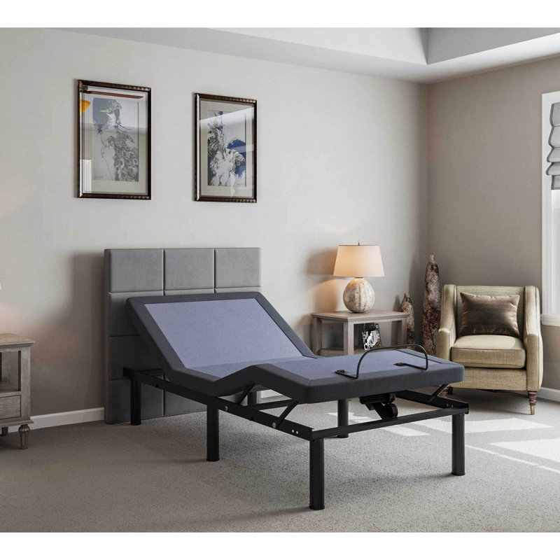 Lit simple réglable Bt2000 - 850 lb avec poids et support de batterie de secours à finition bleue et grise, Lit simple