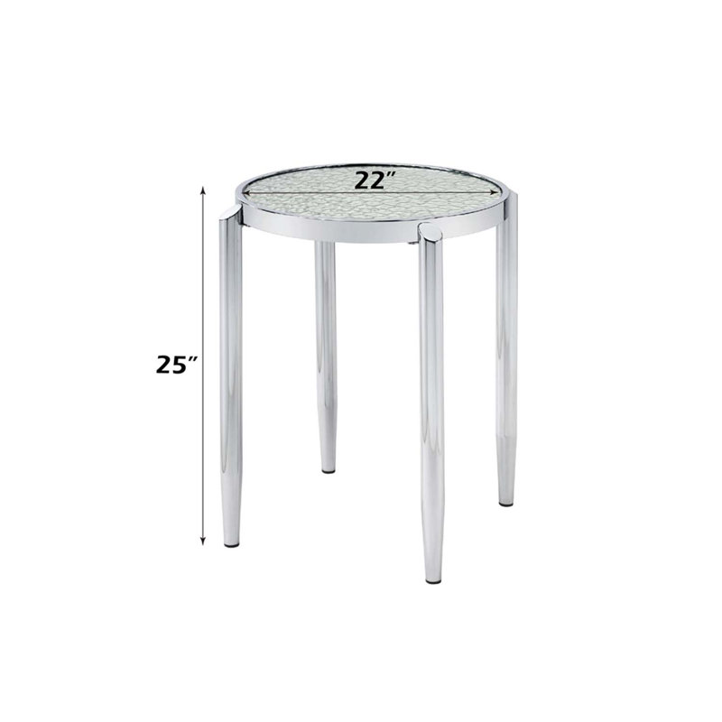 Table de bout Abbe, finition verre et chrome