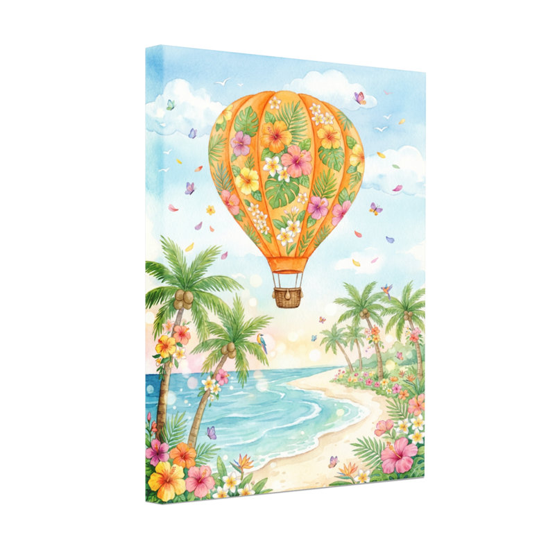 Mode, montgolfière, scène de plage tropicale, H 36 po x l 24 po