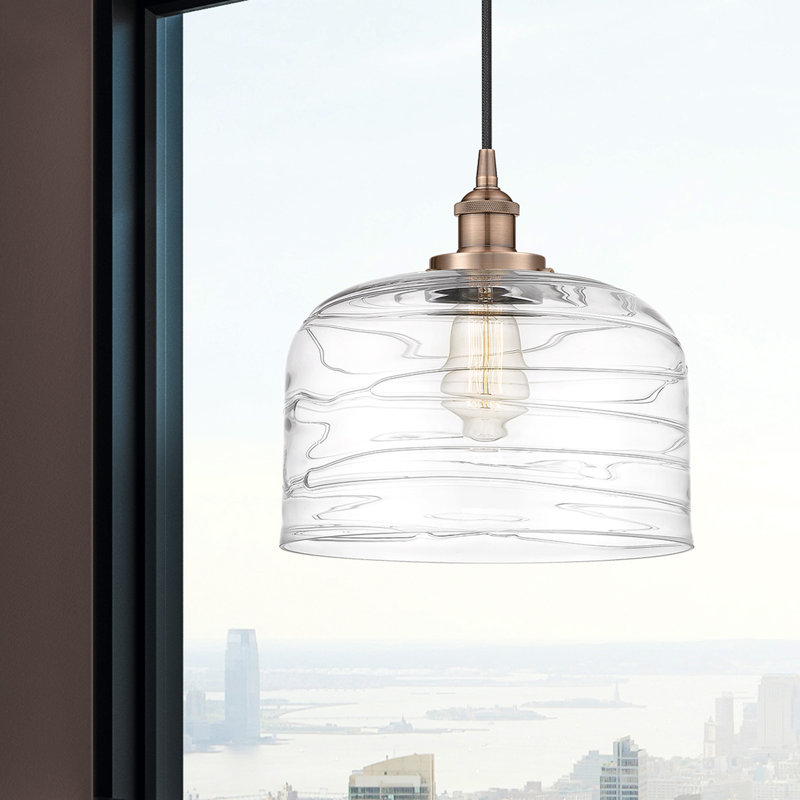 Luminaire suspendu en forme de cloche à 1 lumière Peggie, Cuivre antique, Ampoule non incluse