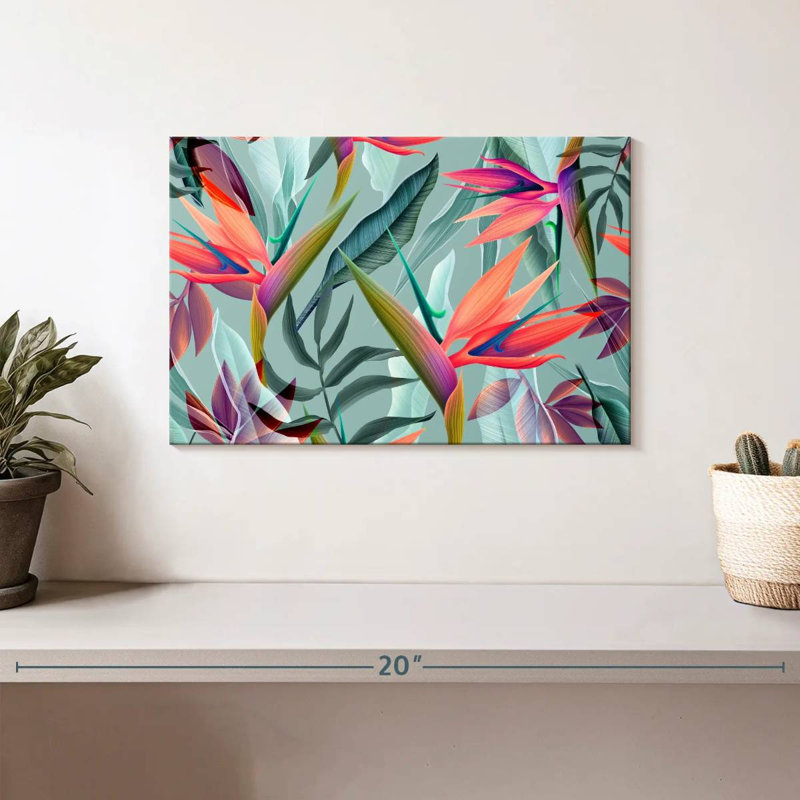 Harnek, oiseau de paradis, fleurs, H 8 po x l 12 po