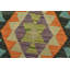 Tapis bleu / rouge / orange en laine noué à la main de conception unique 4 pi 1 po x 5 pi 10 po
